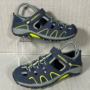 Merrell Kid's Hydro H2O Hiker Sport Sandal Navy/Lime Green Boys 5M